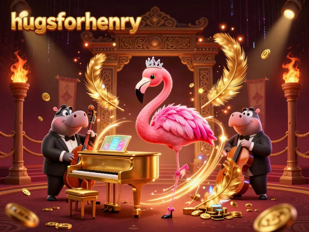 Experience dynamic gaming action with hugsforhenry's vibrant casino lounge scene featuring playful animal characters.