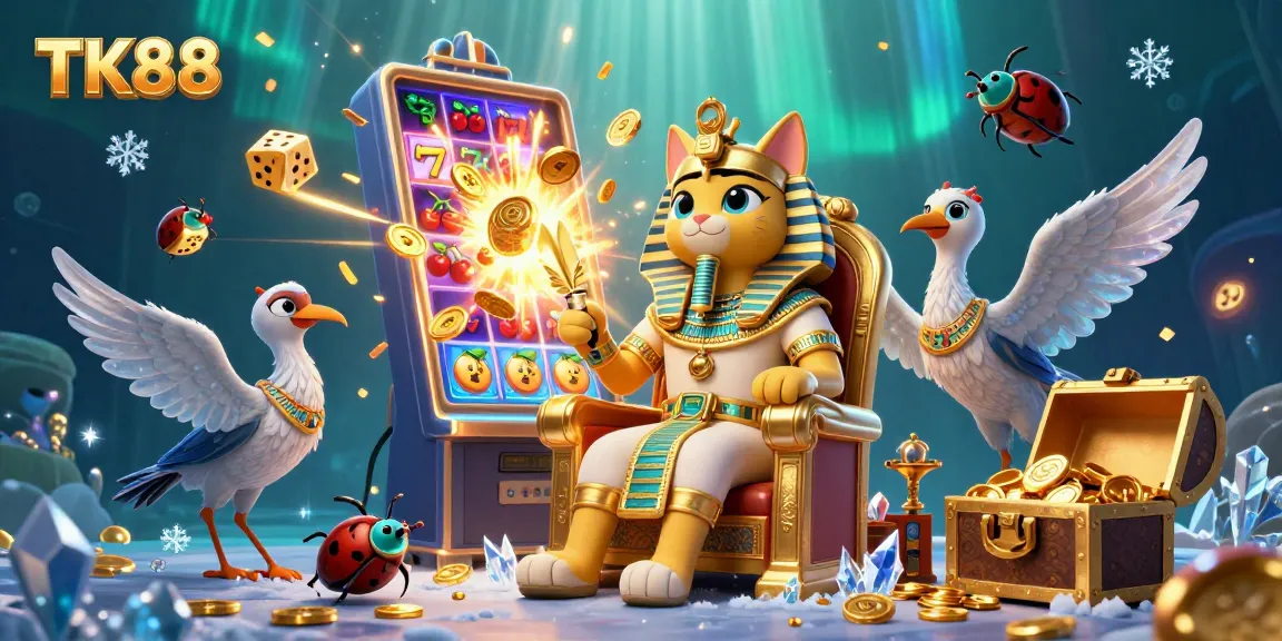 Engage with TK88’s exciting casino scene featuring vibrant characters and jackpot elements.