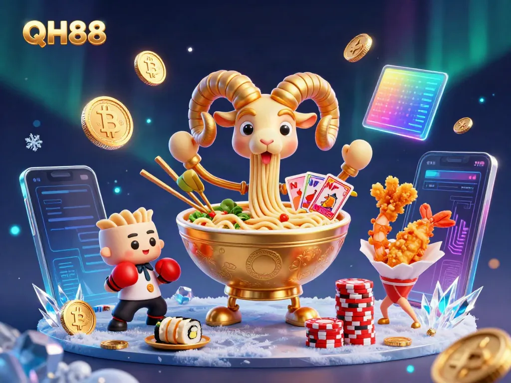 Engage with QH88's thrilling casino scene featuring animated characters and cryptocurrency elements.