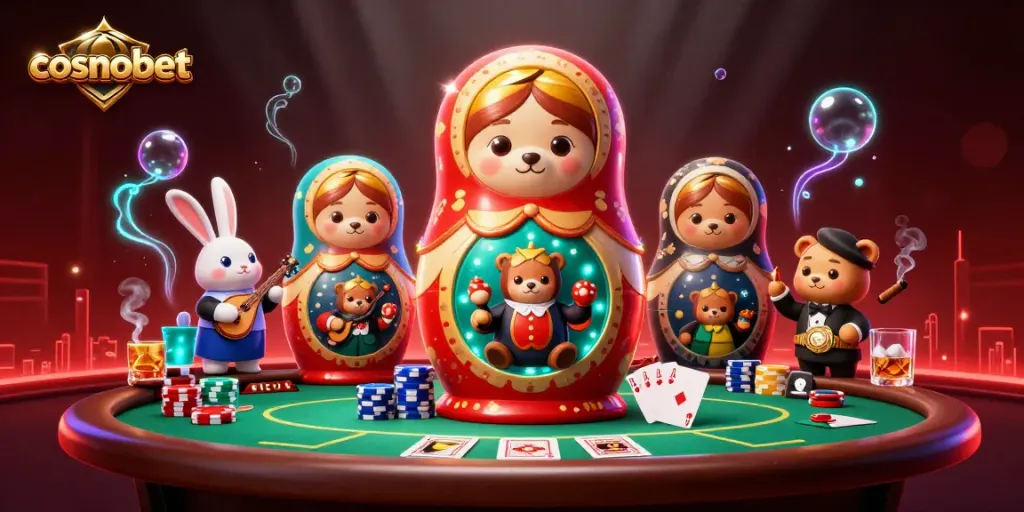 Enhance your gaming experience at cosmobet with a vibrant casino-themed illustration.