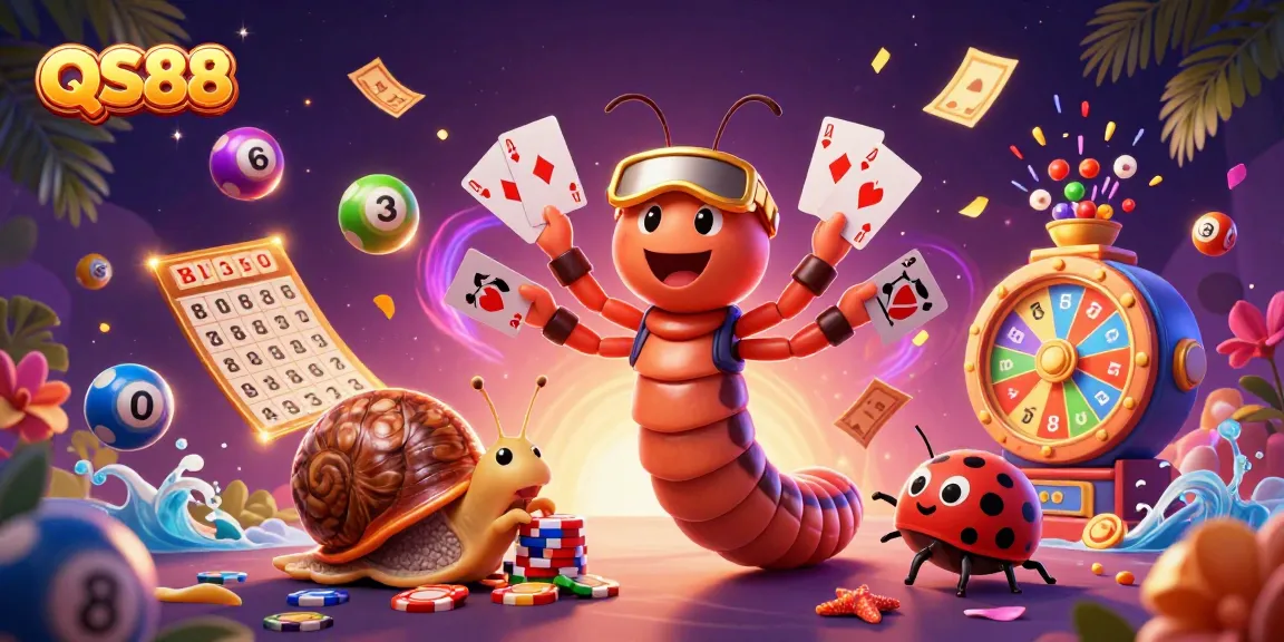 Engage in thrilling gameplay at QS88, featuring a vibrant casino scene with dynamic lottery elements.