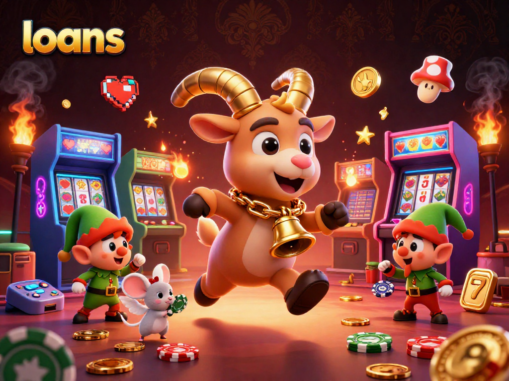 Engage in thrilling casino actions with loans, featuring Krampus and elf gremlins stealing chips.