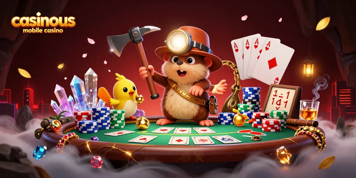 Interact with the vibrant casinous mobile casino as a mole discovers treasures amid glowing crystals.